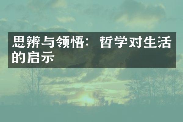 思辨与领悟：哲学对生活的启示