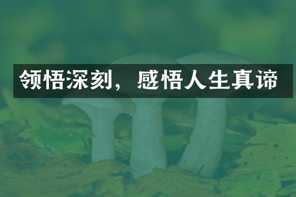 领悟深刻，感悟人生真谛