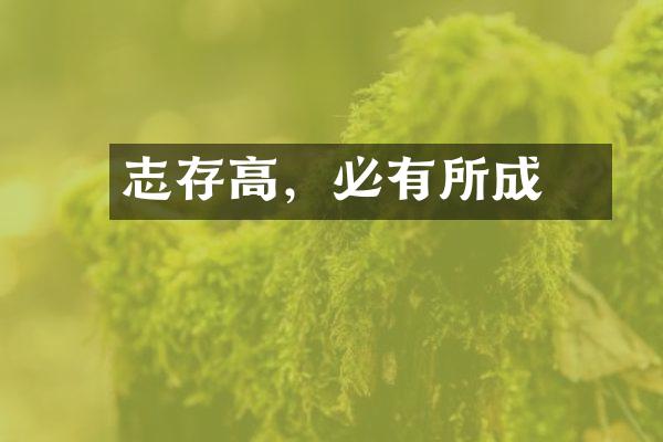 志存高遠，必有所成