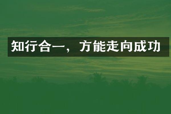 知行合一，方能走向成功