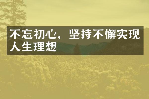 不忘初心，坚持不懈实现人生理想