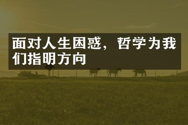 面对人生困惑，哲学为我们指明方向