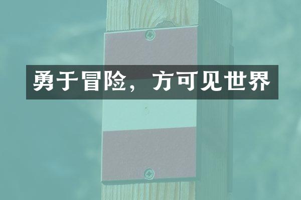 勇于冒险，方可见世界