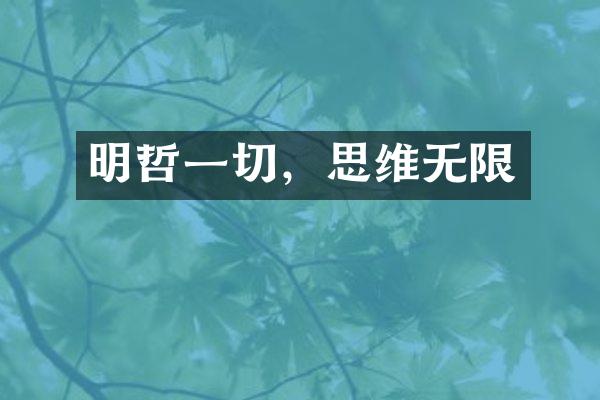 明哲一切，思维无限