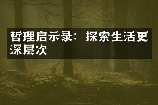 哲理启示录：探索生活更深层次