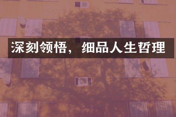 深刻领悟，细品人生哲理