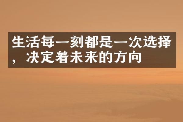 生活每一刻都是一次选择，决定着未来的方向