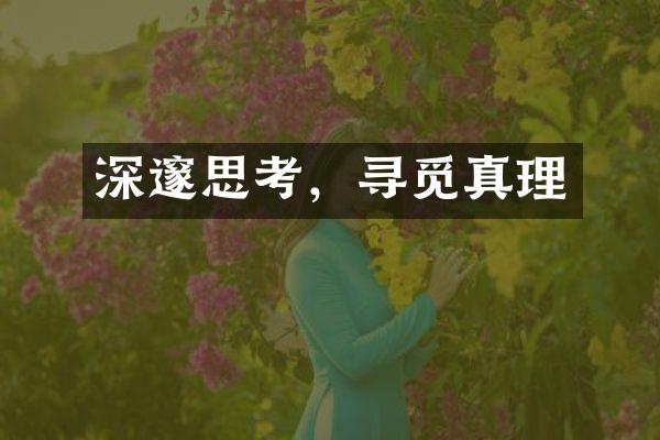 深邃思考，寻觅真理
