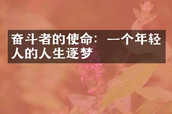 奋斗者的使命：一个年轻人的人生逐梦