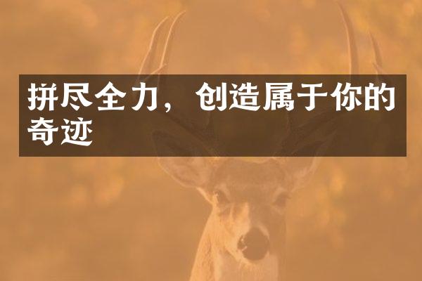 拼尽全力，创造属于你的奇迹