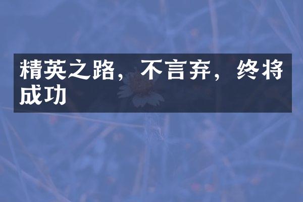 精英之路，不言弃，终将成功