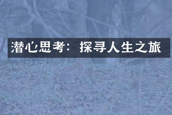 潜心思考：探寻人生之旅