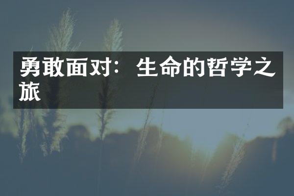 勇敢面对：生命的哲学之旅