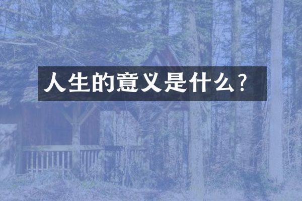 人生的意义是什么？