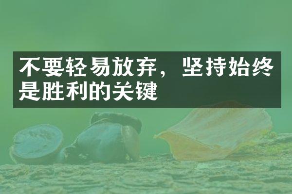 不要轻易放弃，坚持始终是胜利的关键