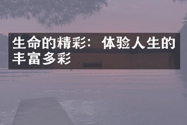 生命的精彩：体验人生的丰富多彩