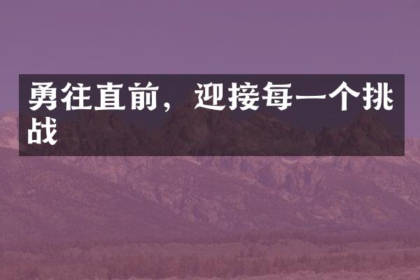 勇往直前，迎接每一个挑战
