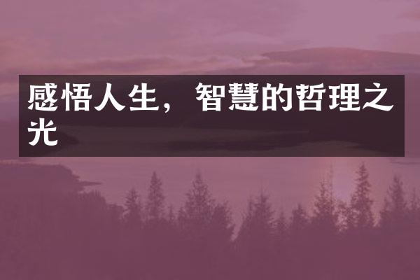 感悟人生，智慧的哲理之光