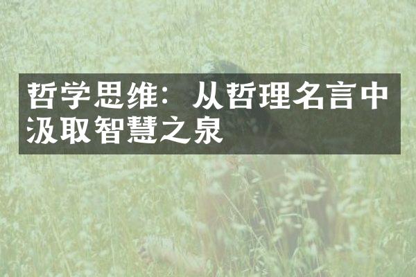 哲学思维：从哲理名言中汲取智慧之泉