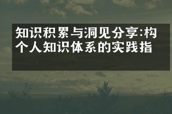 知识积累与洞见分享:构建个人知识体系的实践指南