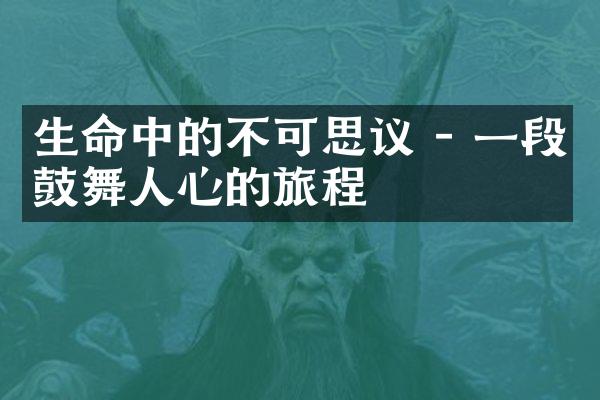 生命中的不可思议 - 一段鼓舞人心的旅程