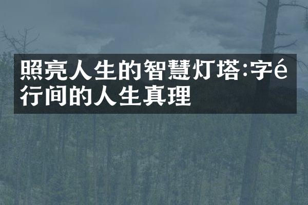 照亮人生的智慧灯塔:字里行间的人生真理