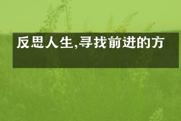 反思人生,寻找前进的方向