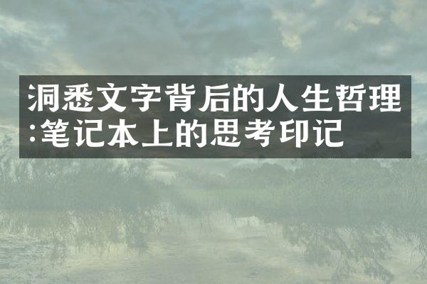洞悉文字背后的人生哲理:笔记本上的思考印记