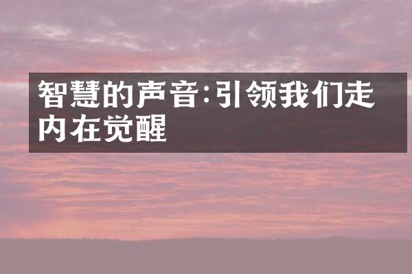 智慧的声音:引领我们走向内在觉醒