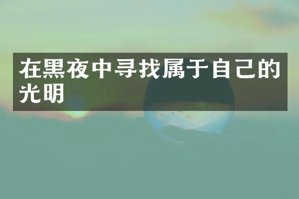 在黑夜中寻找属于自己的光明