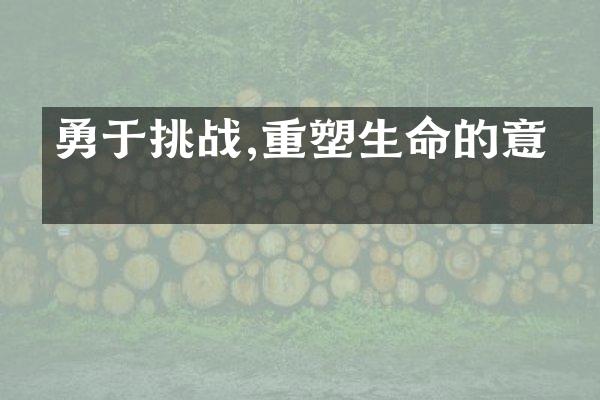 勇于挑战,重塑生命的意义