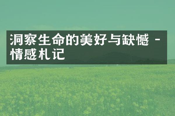 洞察生命的美好与缺憾 - 情感札记