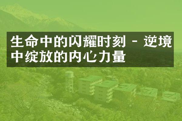 生命中的闪耀时刻 - 逆境中绽放的内心力量