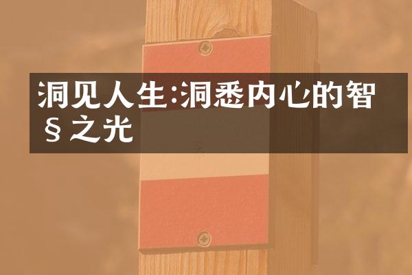 洞见人生:洞悉内心的智慧之光
