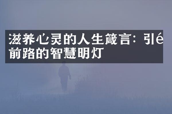 滋养心灵的人生箴言: 引领前路的智慧明灯