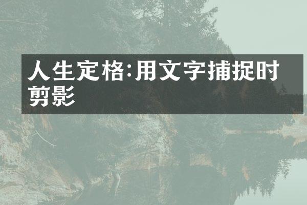人生定格:用文字捕捉时光剪影