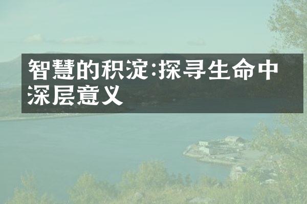 智慧的积淀:探寻生命中的深层意义