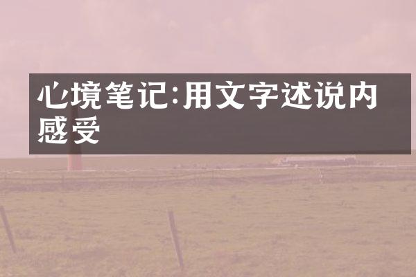 心境笔记:用文字述说内心感受