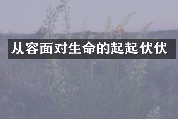 从容面对生命的起起伏伏