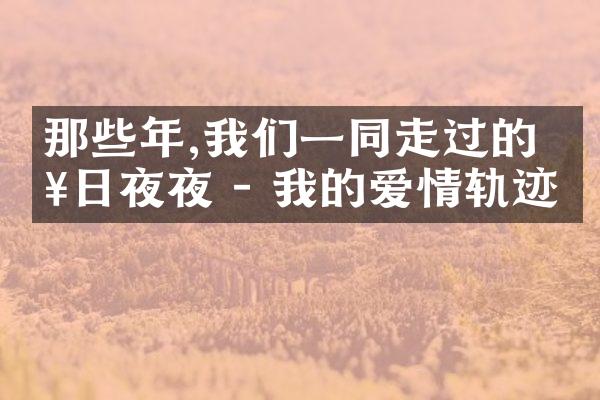 那些年,我们一同走过的日日夜夜 - 我的爱情轨迹