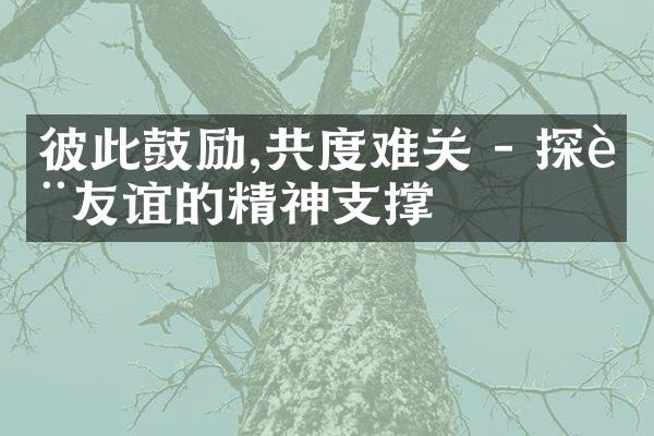 彼此鼓励,共度难关 - 探讨友谊的精神支撑