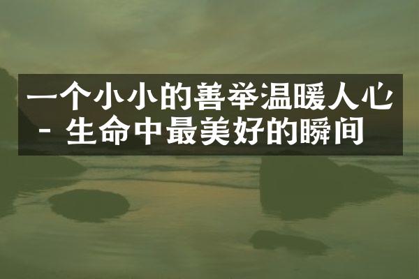 一个小小的善举温暖人心 - 生命中最美好的瞬间