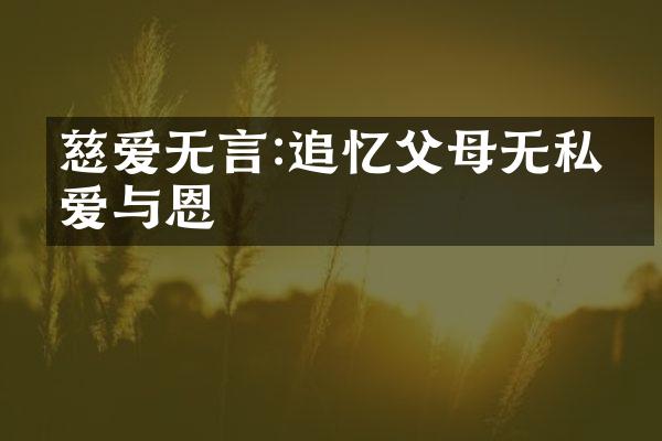 慈爱无言:追忆父母无私的爱与恩