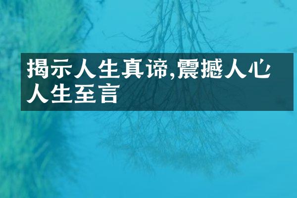 揭示人生真谛,震撼人心的人生至言