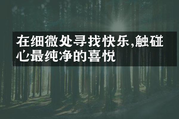 在细微处寻找快乐,触碰内心最纯净的喜悦