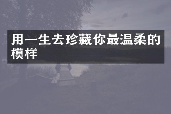 用一生去珍藏你最温柔的模样