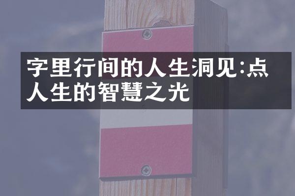 字里行间的人生洞见:点亮人生的智慧之光