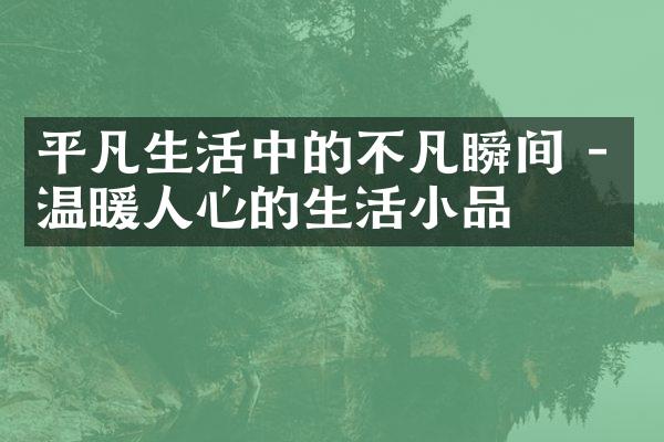 平凡生活中的不凡瞬间 - 温暖人心的生活小品