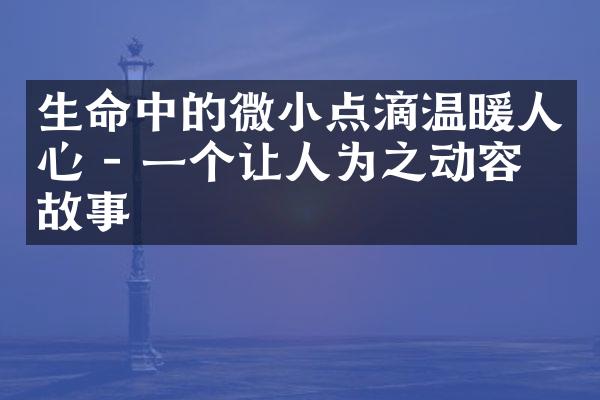 生命中的微小点滴温暖人心 - 一个让人为之动容的故事