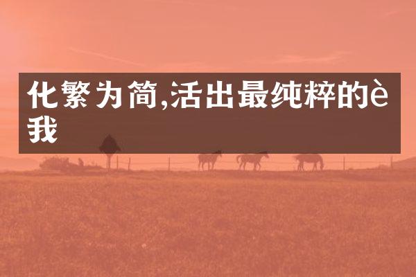 化繁为简,活出最纯粹的自我